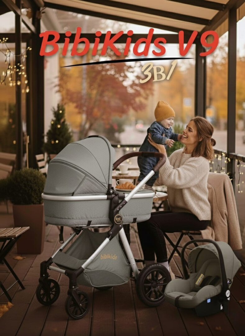 Коляска 3 в 1 для новорожденных трансформер BIBIKIDS V9 (LUXMOM) 2025 NEW