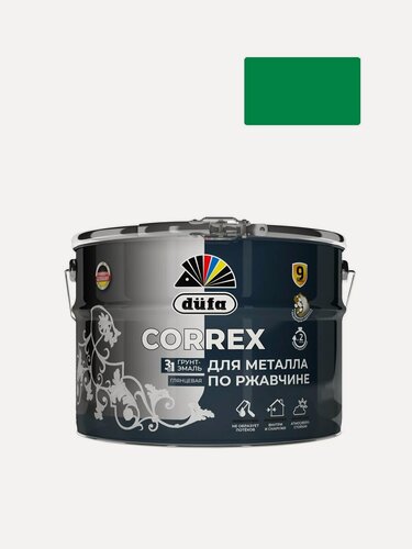 Изображение товара Грунт-эмаль по ржавчине гладкая Correx 3 в 1 RAL-6029 зеленый 10 л