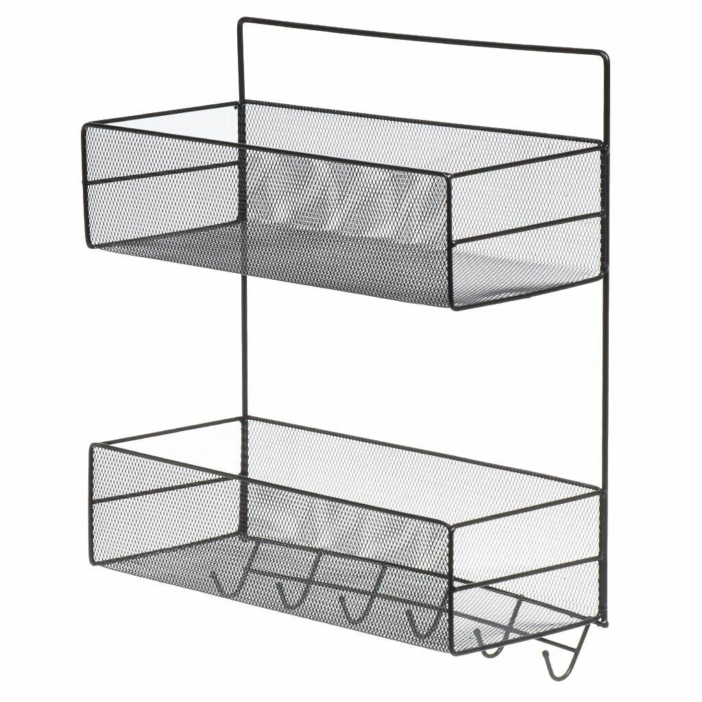 Полка подвесная металл настенная 2 яруса 36х15х44.5 см черная A340124