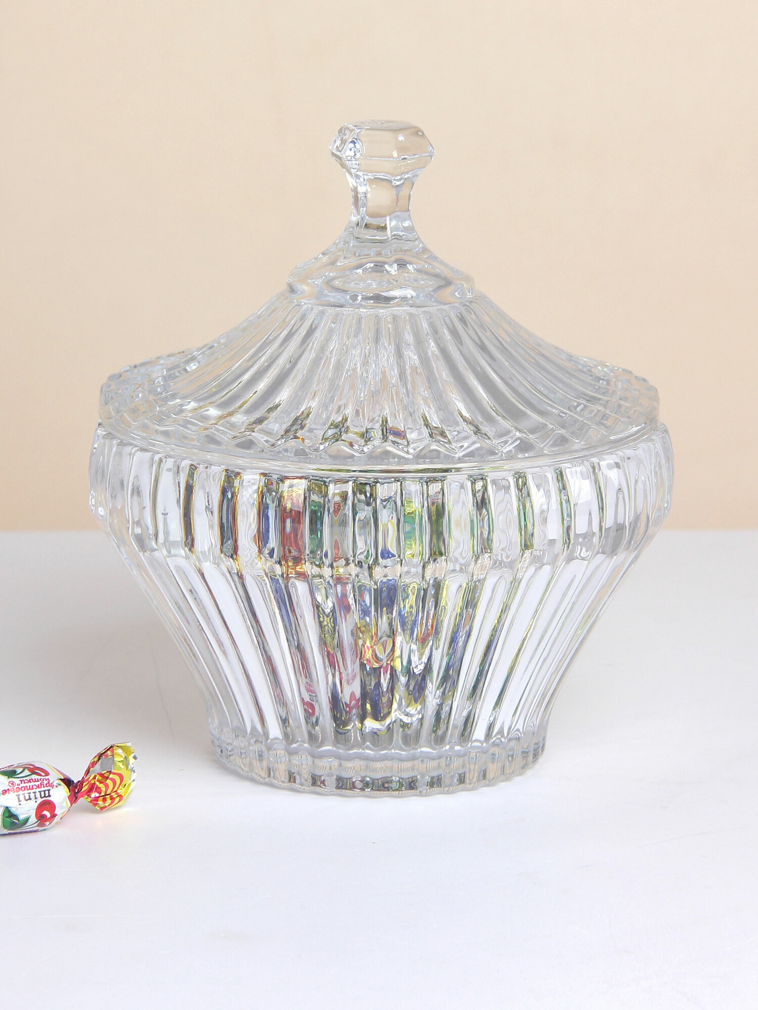 Сахарница Конфетница Вивьен 350 мл рельефное стекло