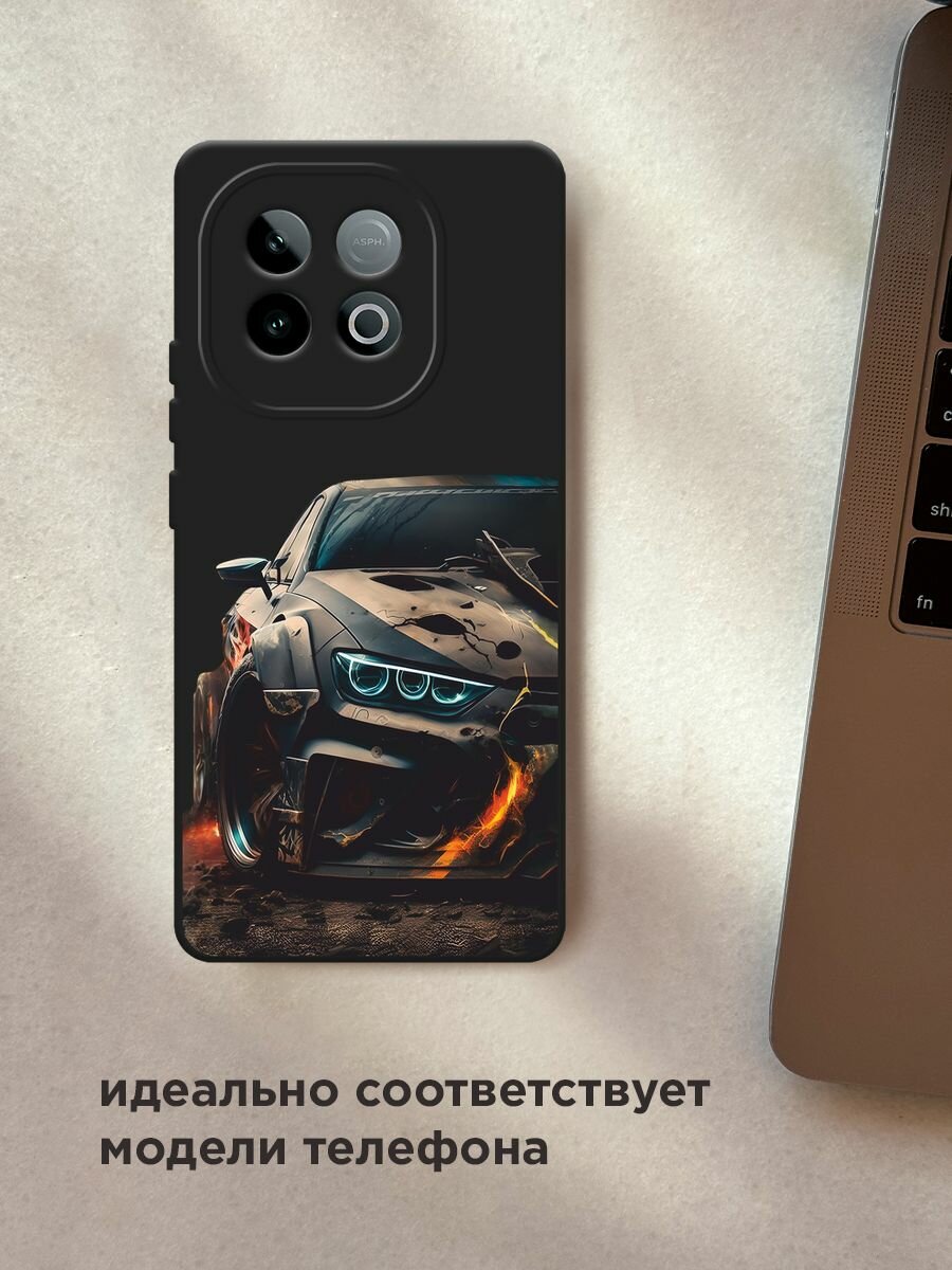 Черный матовый чехол на Vivo IQOO Neo 10 / Виво IQOO Нео 10 с принтом "На износ" — фото 1