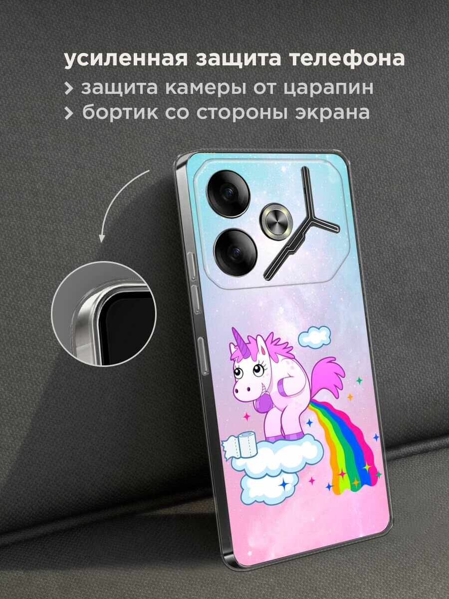 Чехол на Tecno Pova 6 / Текно Пова 6 с принтом "Единорог какает" — фото 1