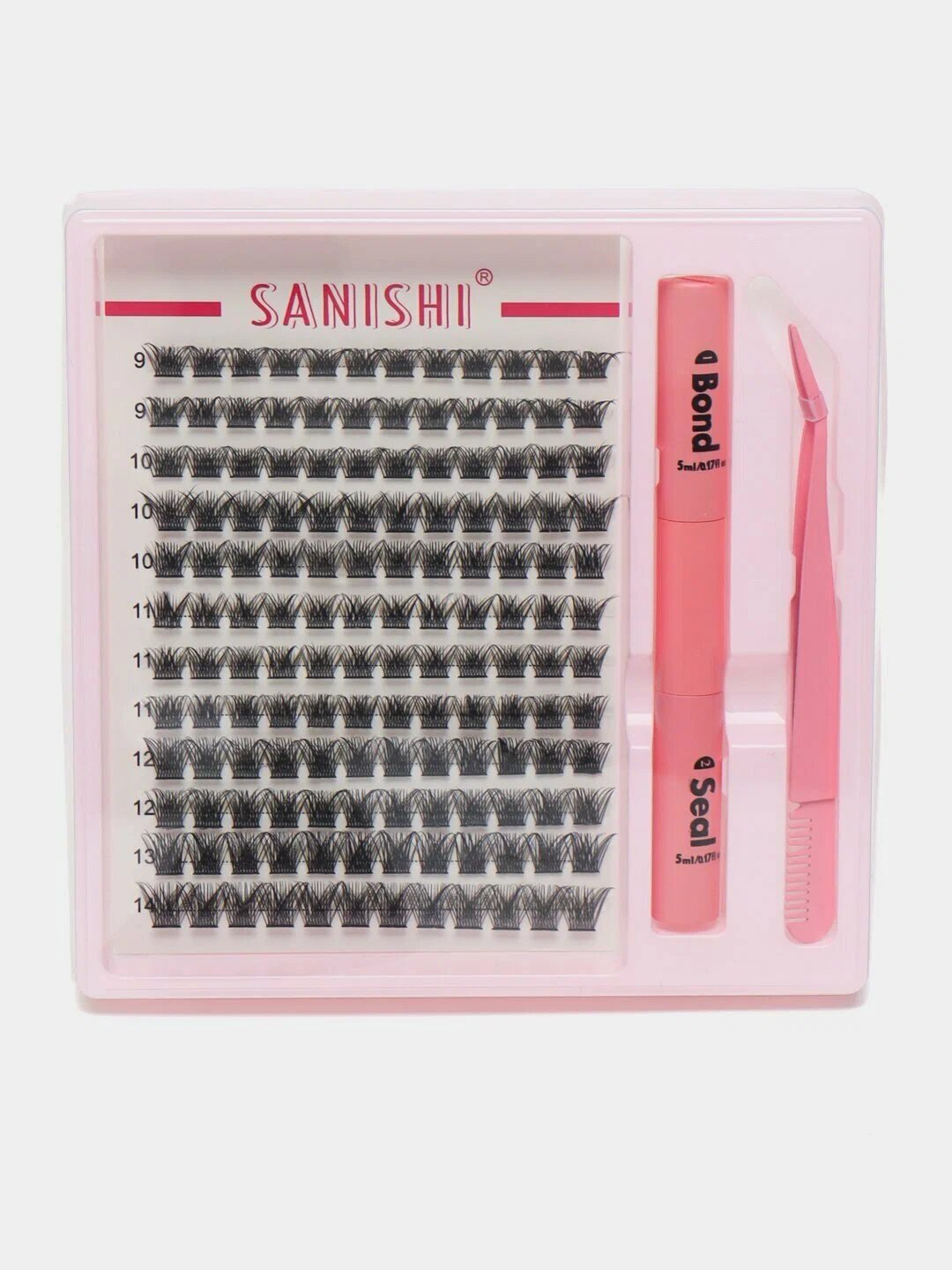Набор накладных ресниц, с эффектом 3D, для украшения глаз, с пинцетом и клеем, Sanishi
