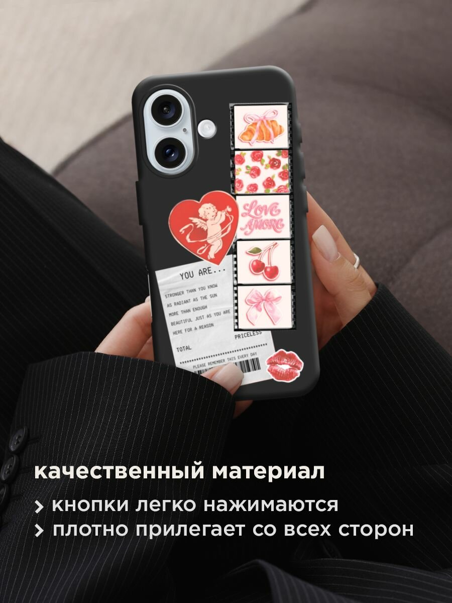 Чехол на Apple iPhone 16 / Айфон 16 с принтом "Розовый коллаж 2" — фото 1