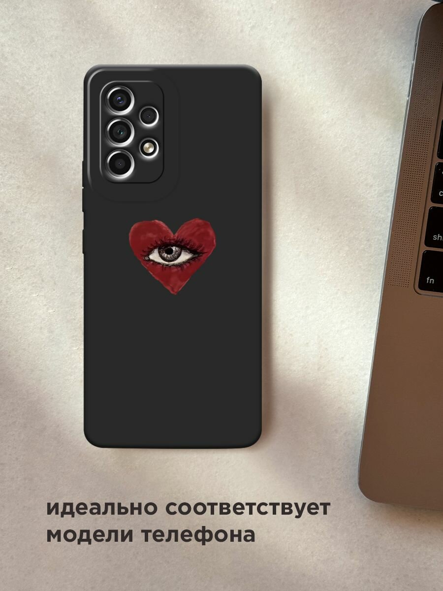 Черный матовый чехол на Samsung Galaxy A53 / Самсунг Галакси А53 с принтом "heart eye 2" — фото 1