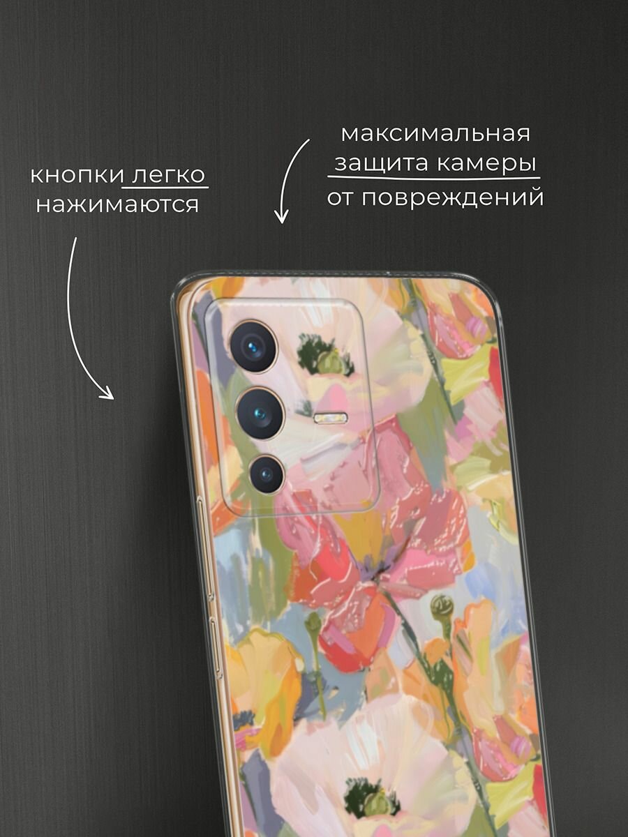 Чехол на Vivo V23 / Виво V23 с принтом "Акварельные анемоны" — фото 1