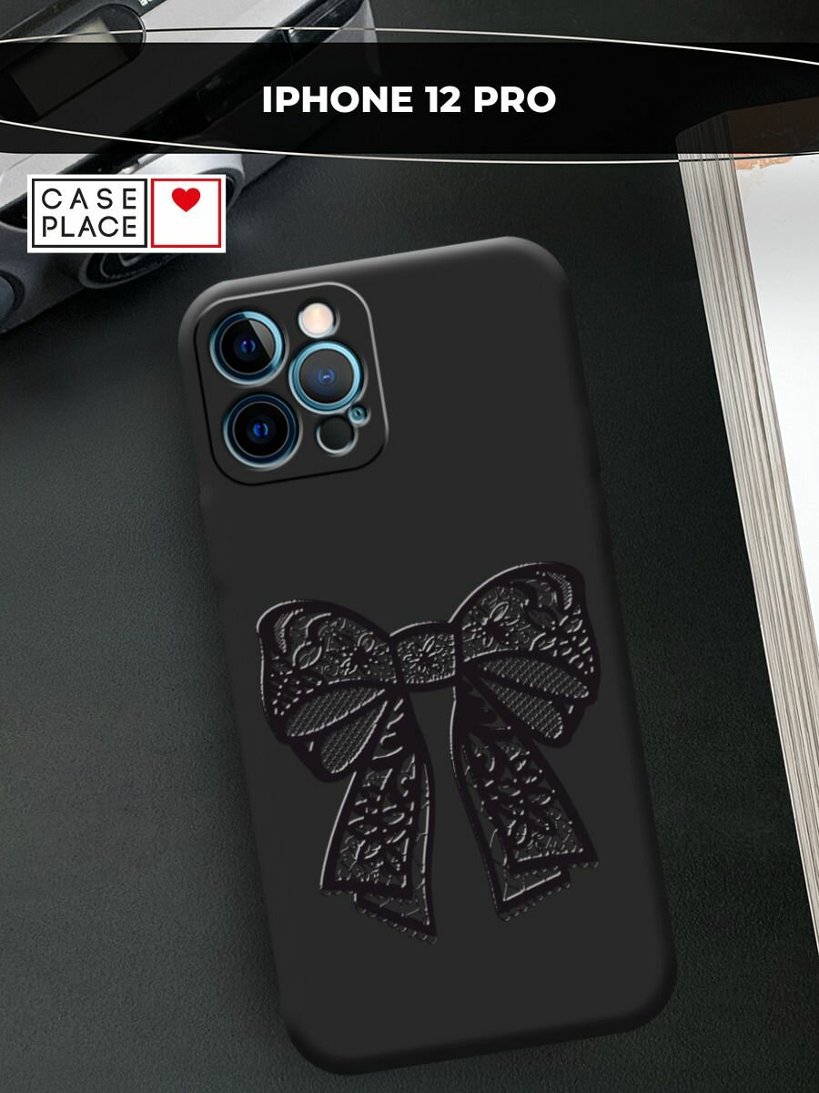 Чехол на Apple iPhone 12 Pro / Айфон 12 Pro с принтом "Черно-белый бант 3"