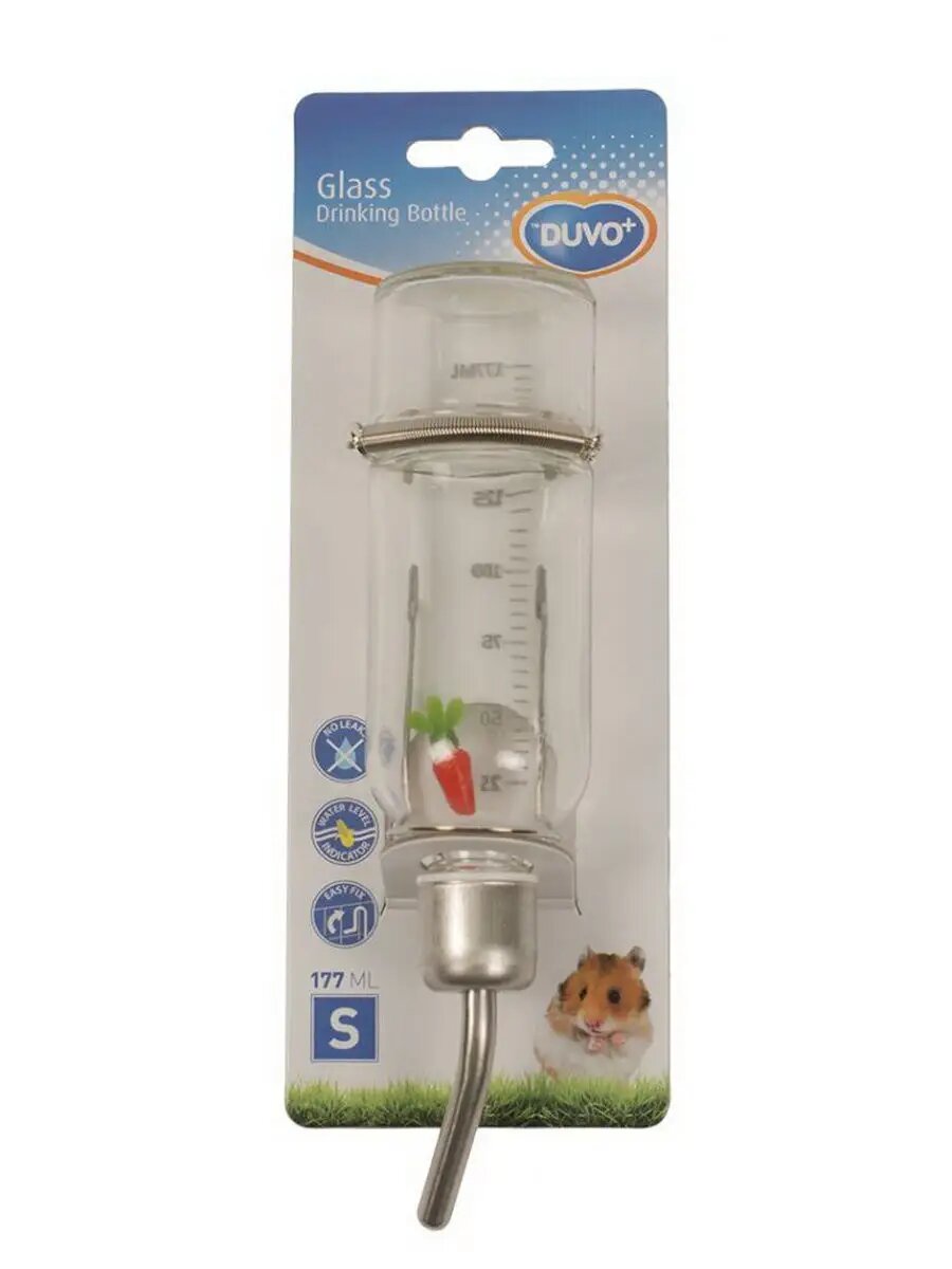 Поилка для грызунов стеклянная с морковкой 177мл (Бельгия)