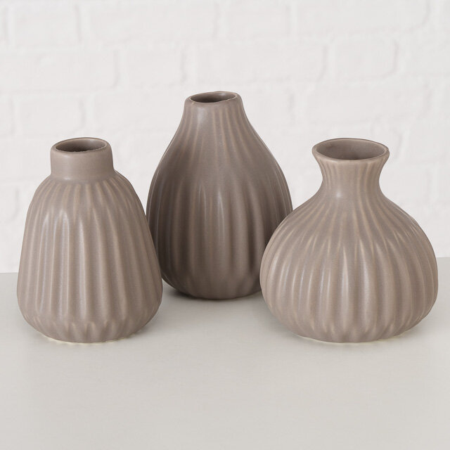 Набор керамических ваз Leeds 12 см серый 3 шт Boltze 2027310-набор