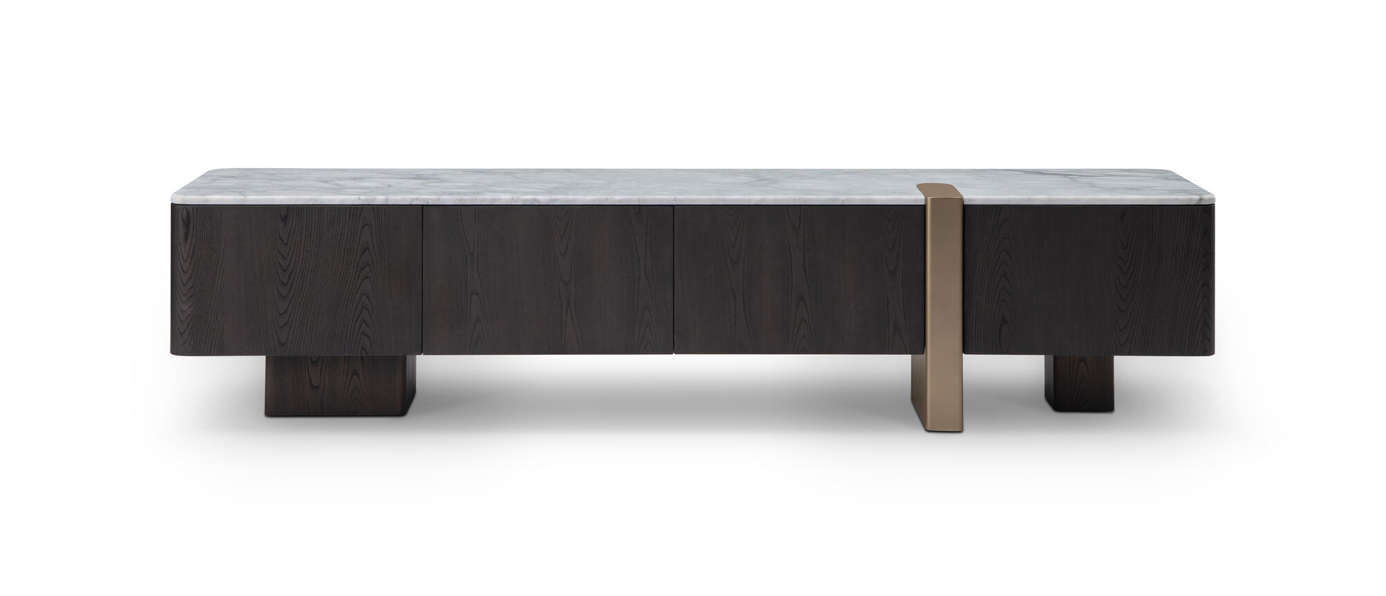 Тумба под ТВ Madison Столешница - натуральный мрамор Каркас - МДФ Шпон дуба Внутренние части - МДФ с меламиновым