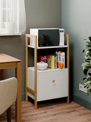 Изображение товара Стеллаж ALIBERY "фроди", белый, скандинавский стиль, универсальный, 3 полки, ящик