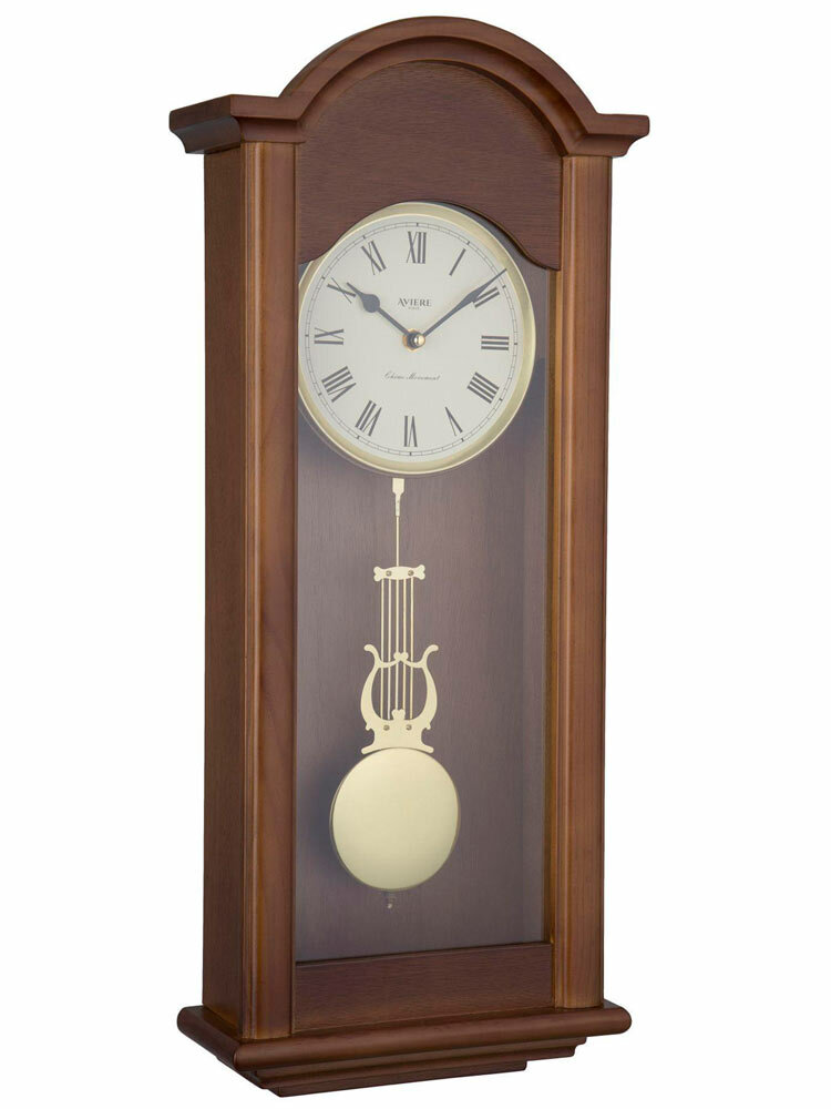 Настенные часы с боем и мелодией, деревянные, орех, коричневые. Av02505M-Walnut