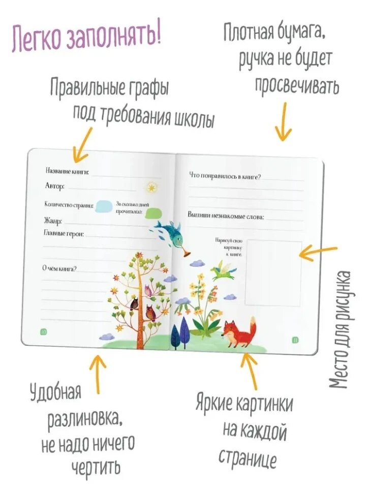 Читательский дневник Айрис-Пресс "Кот ученый", для детей от 6 лет — фото 1