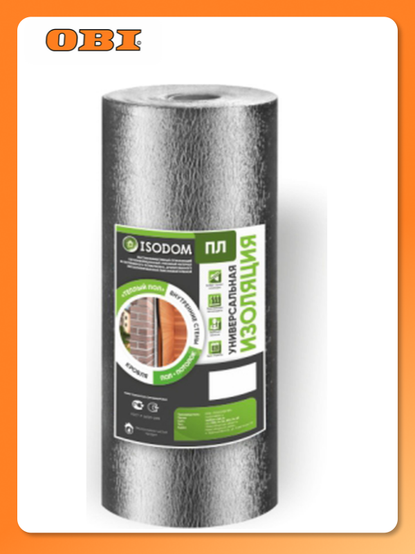 Изоляция ISODOM  отражающая  3мм  6кв  м  фольгированная  рулонная
