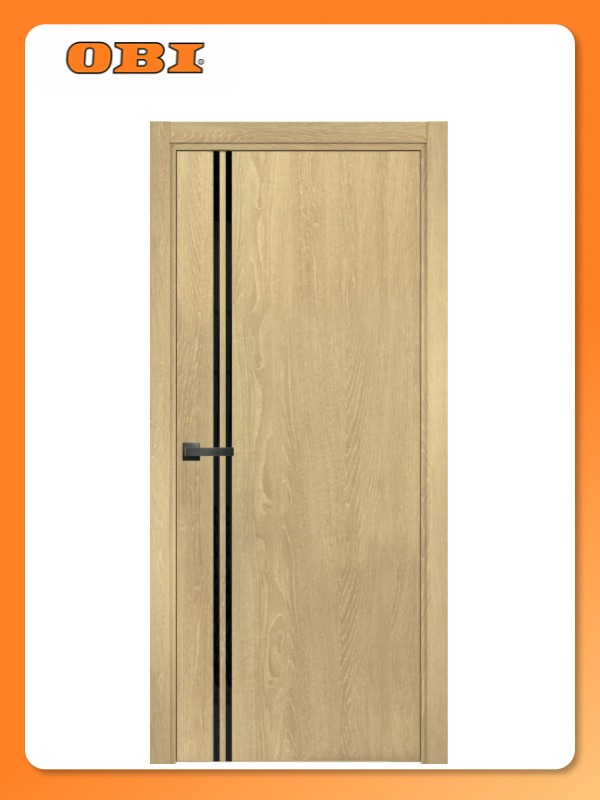 Дверное полотно глухое берген (17-1) 200x80 см ПВХ чёрный/дуб янтарный