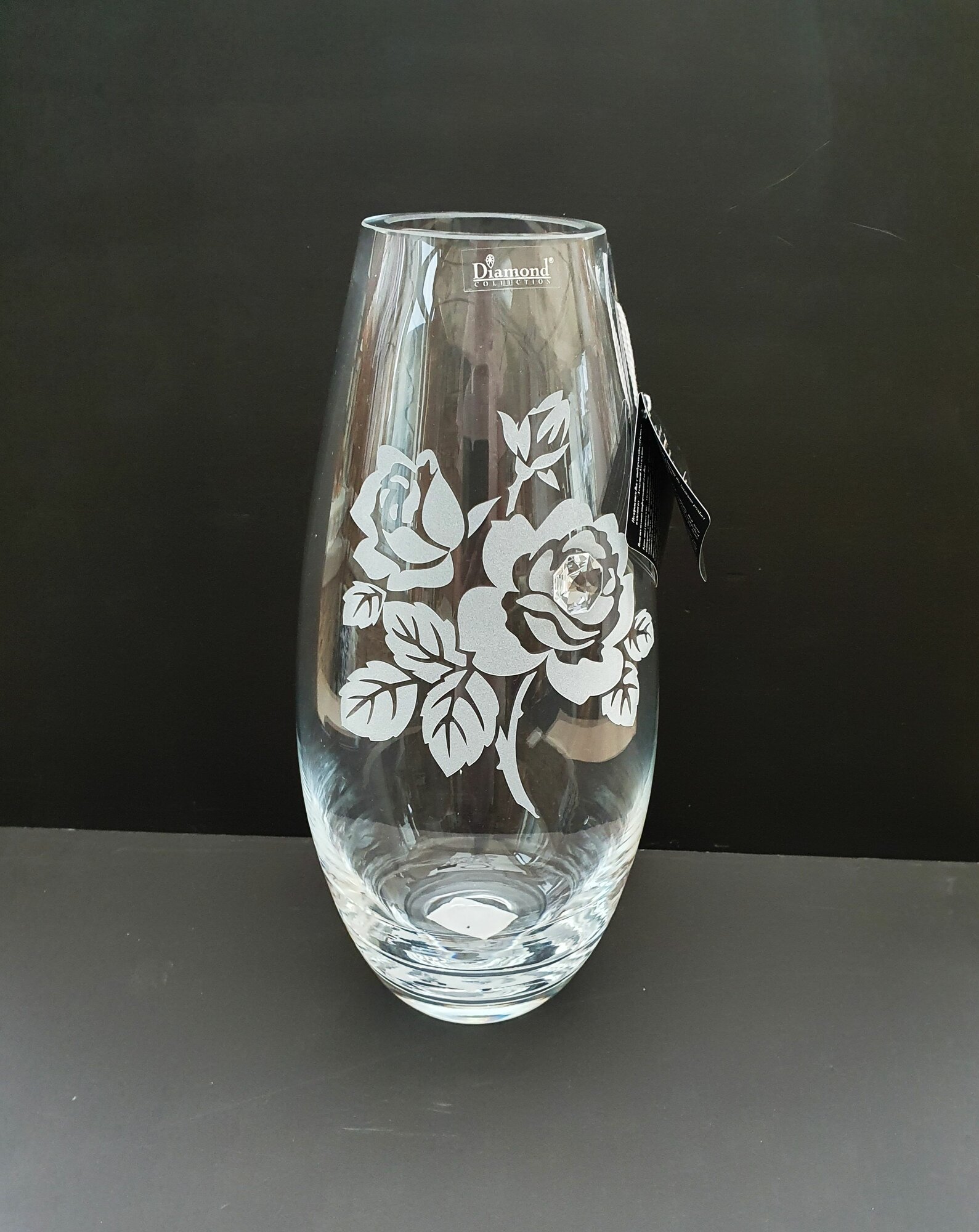 Ваза для цветов "Роза" H-32 см. С элементами Swarowski. Производство Польша. В упаковке.