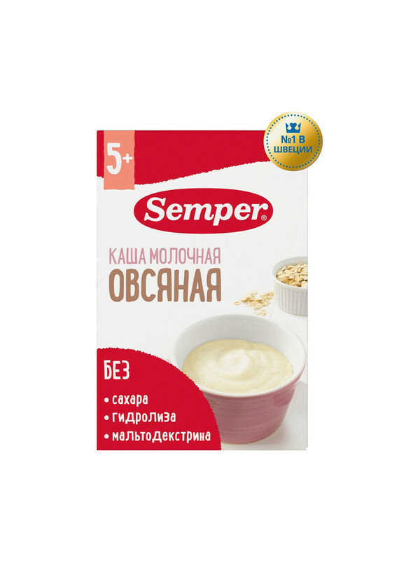 Каша Semper молочная овсяная 5м+ 180 гр