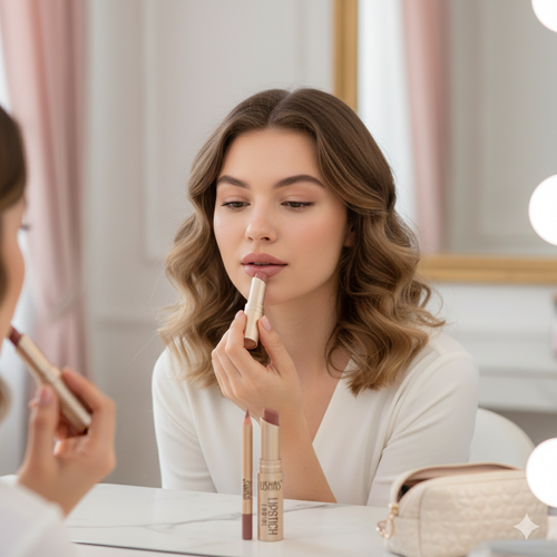 Помада матовая стойкая и устойчивый карандаш для губ в наборе