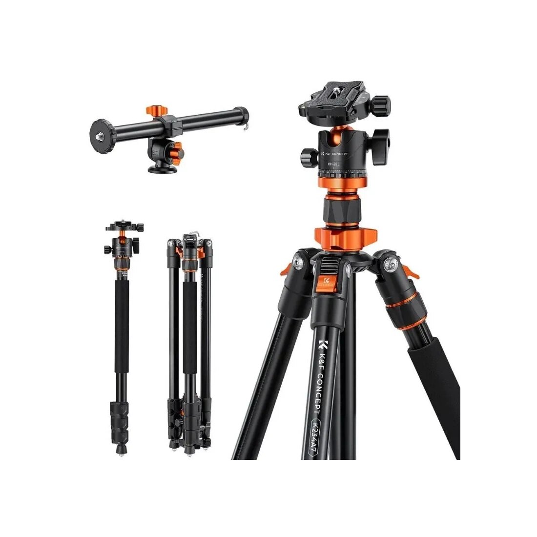 Алюминиевый штатив с горизонтальной штангой K&F Concept K234A7+BH-28L (48-200 см)
