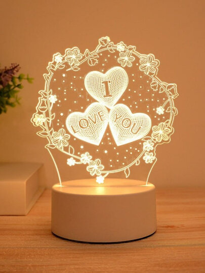 Ночник 3D, светильник настольный светодиодный, тёплый свет, с USB шнуром, акрил