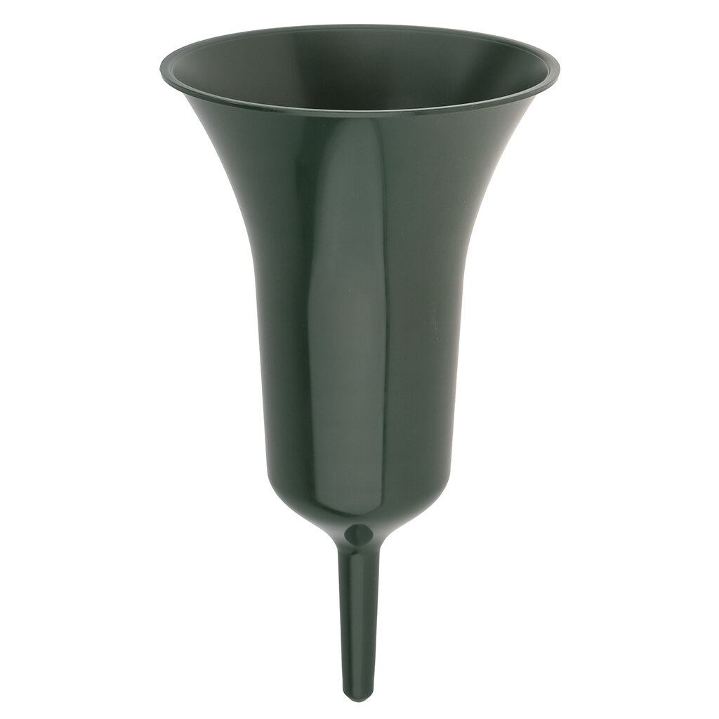 Ваза для цветов КНР под срезку "Ритуальная" с колышком 5,5 см, д 11,3хh26 см, 0,55 л, пластик, цвет темно-зеленый (FH211024)