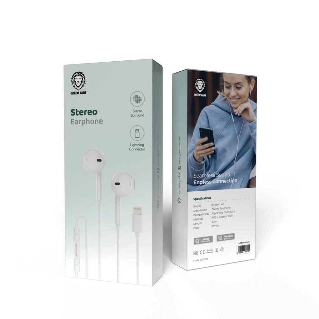 Наушники Green Lion Wired Stereo Earphones with Lightning Connector