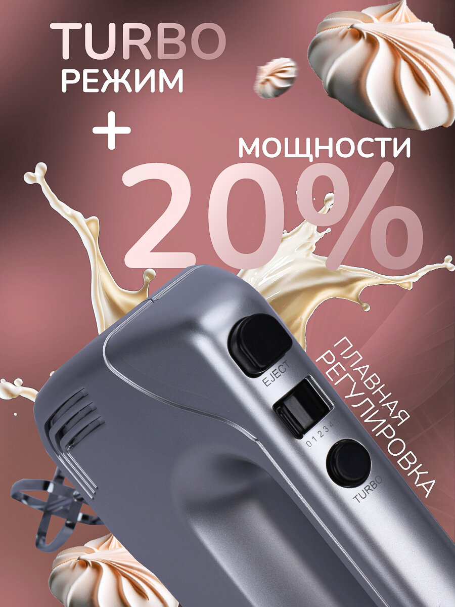 Миксер ручной MANYA SM1151S 5 скоростей, 3 вида насадок, турборежим — фото 1