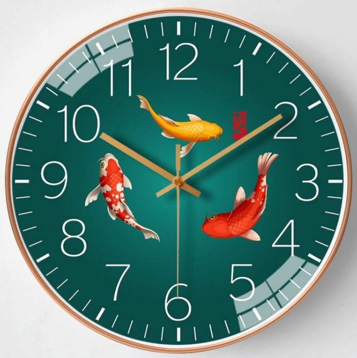 Часы настенные КНР Рыбки, интерьерные, плавный ход, диаметр 30 см