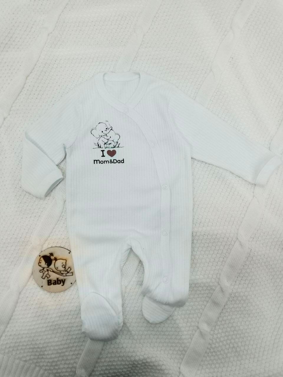 Комбинезон  1, закрытая стопа, размер 0-2 мес, ментоловый — фото 1