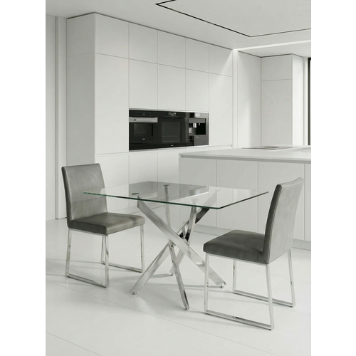 фото Стеклянный стол для кухни рим 10 прозрачный/хром (1200х750 мм) mebel apartment