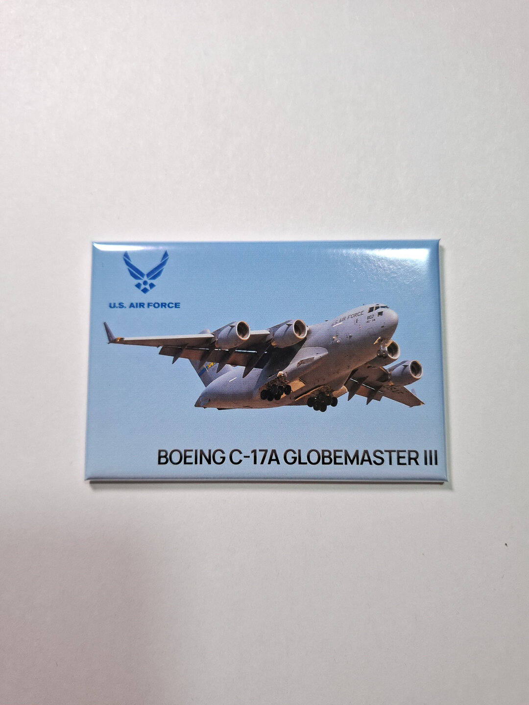 Фото магнит (авиасувенир), фото самолёта Boeing C-17 ВВС США US Air Force, размер 8x5 см