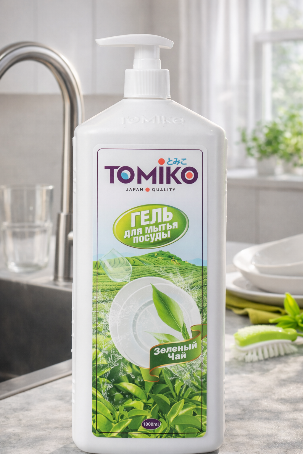 Гель для мытья посуды "TOMIKO Зеленый чай", гипоаллергенный, 1 л