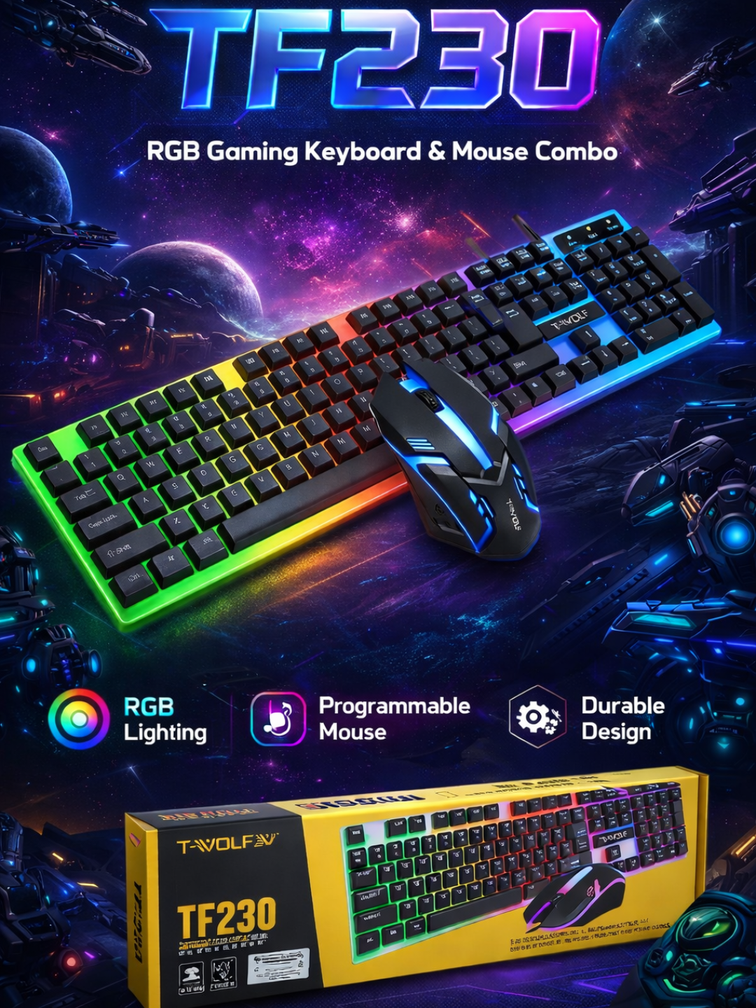 Игровая клавиатура TF230 — удобная модель с быстрым откликом клавиш и современным дизайном для комфортной игры