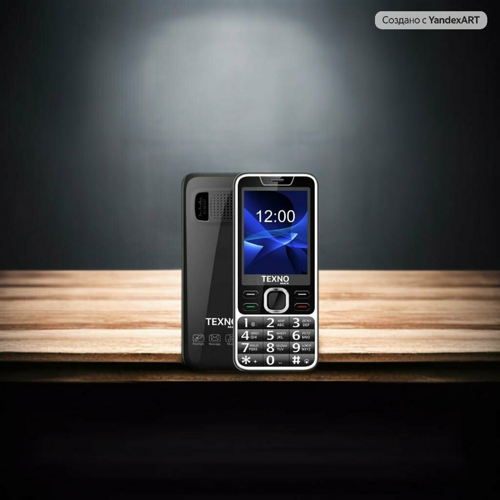 Texno Max 024, кнопочный телефон, двухсимочный телефон, черный — фото 1