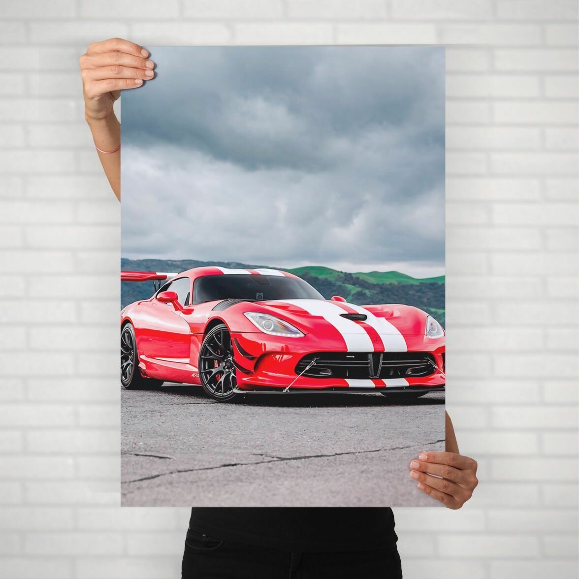 Плакат на стену для интерьера Культовые машины (Dodge Viper 3) - Постер по легендарным и классическим ретро автомобилям формата А1 (60x84 см)