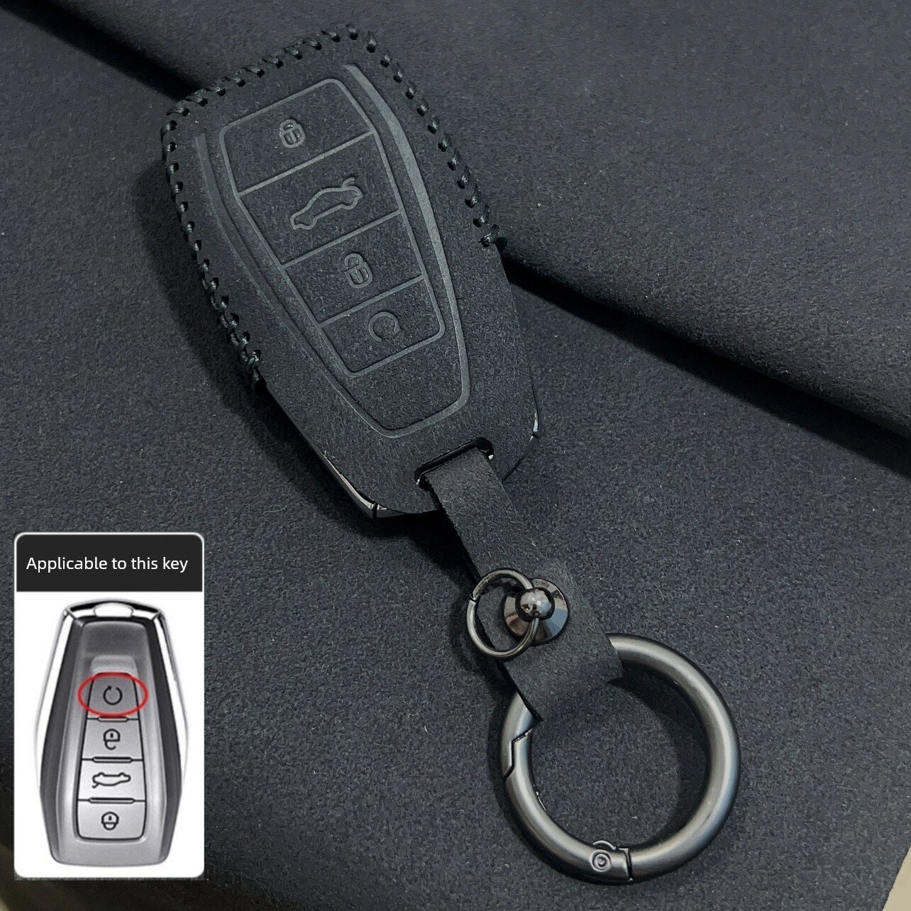 Черный кожаный набор для ключей автомобиля с кольцевым зажимом и стоп-сигналом, премиум автоаксессуар