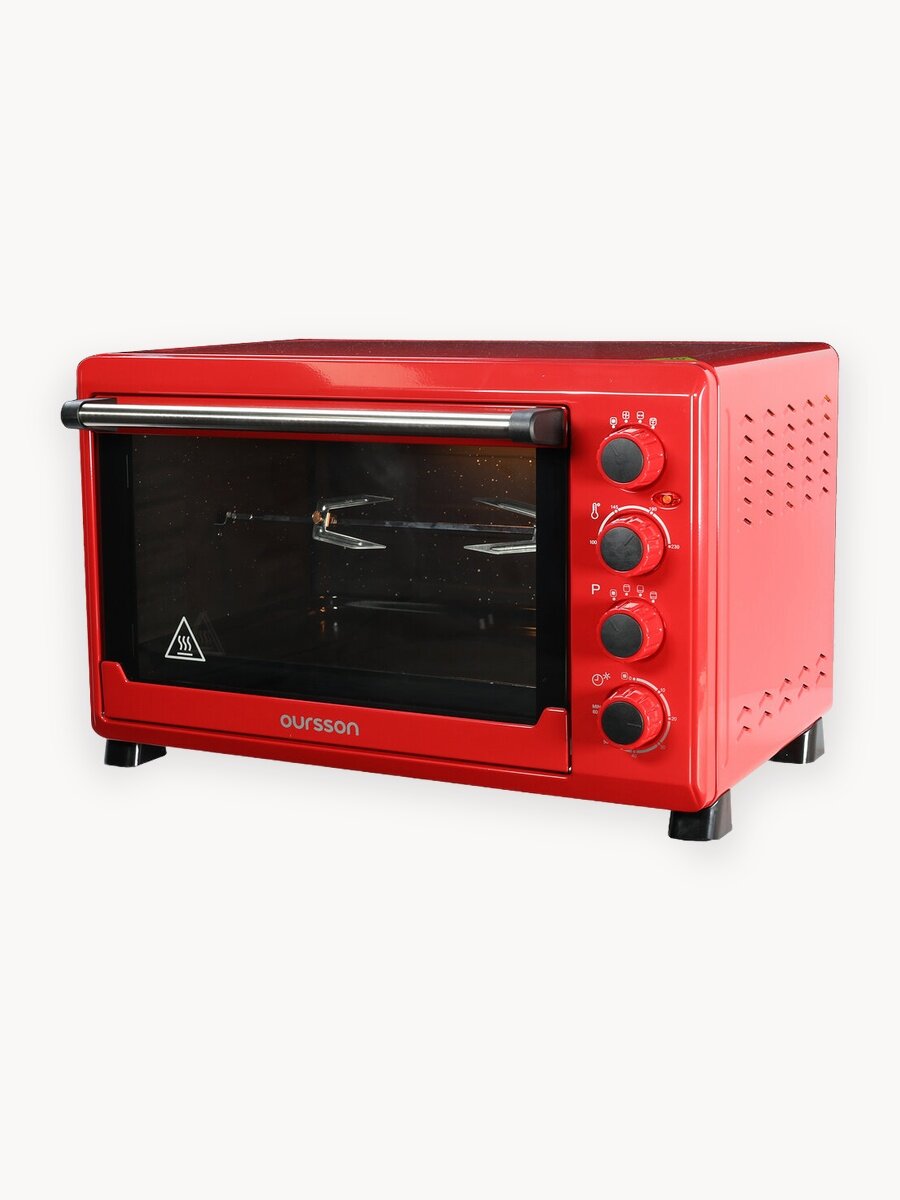 Мини — печь Oursson "OV3815/RD", красная, внутренняя подсветка, с конвекцией и грилем , 38л