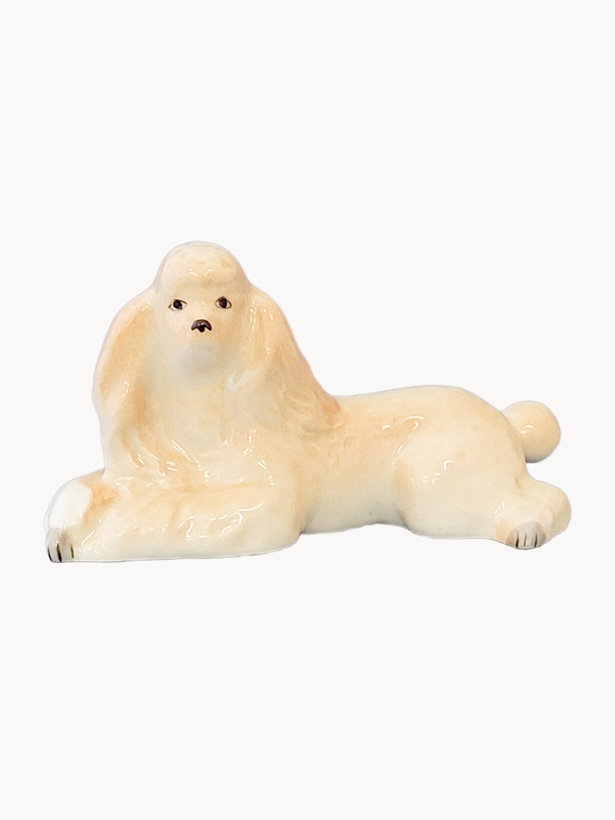 Фарфоровая статуэтка Пудель лежащий , Императорский фарфоровый завод , мягкий фарфор