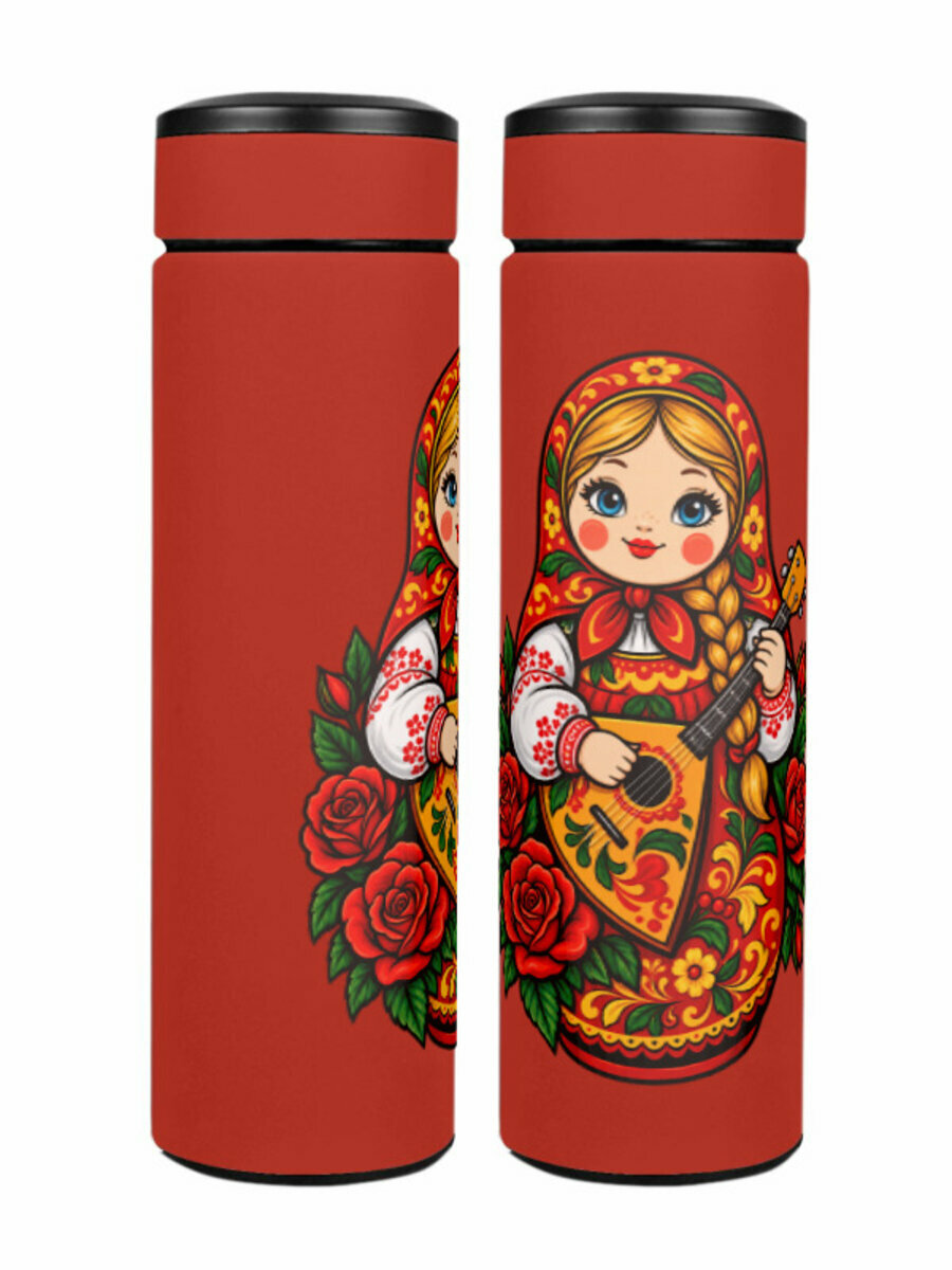 Термос «Матрёшка с балалайкой» (красный)