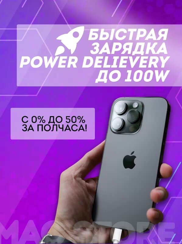 Кабель для телефона, ноутбука и планшета, Универсальный провод для зарядки USB Type-C, Быстрая зарядка PD, 100W, 2 м, белый — фото 1