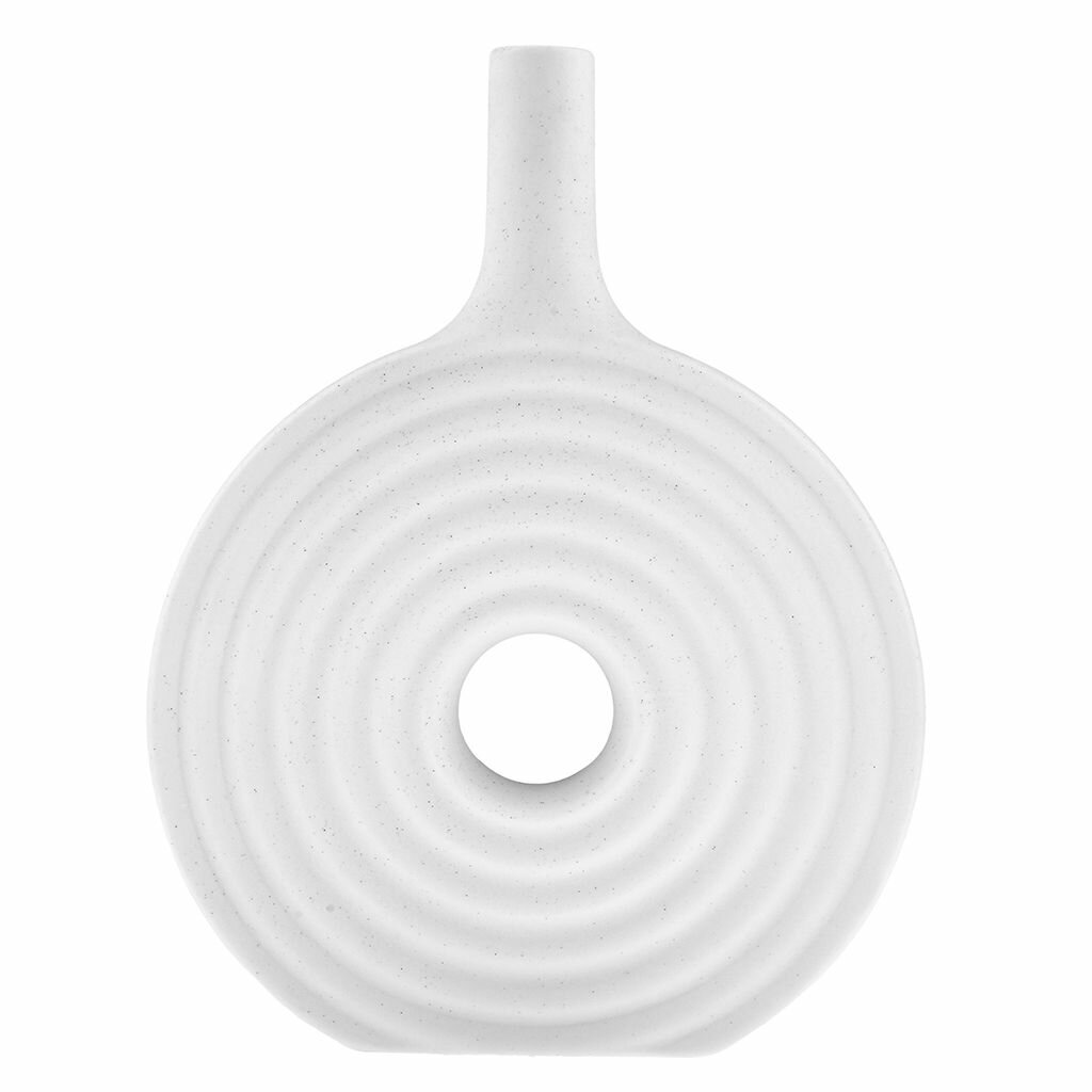 Ваза настольная керамическая "Родос" 1,1л, белый в крапинку, матовая, фактурная глазурь — фото 1