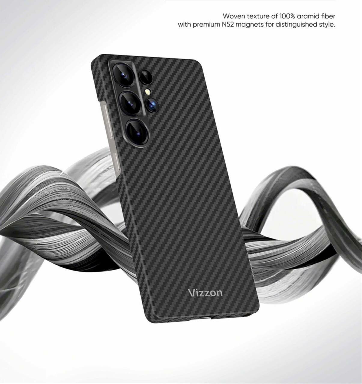 Чехол Vizzon Military, для Samsung S25 Ultra, карбон, чёрный — фото 1