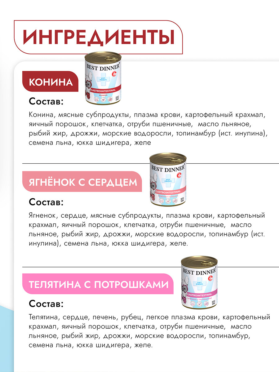 Влажный диетический корм Best Dinner Vet Profi GastroIntestinal для собак при заболевании ЖКТ Ассорти (12шт х 340гр) — фото 1