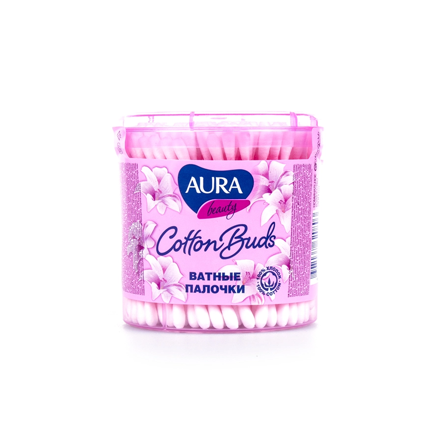 Картинки Ватные палочки AURA гигиенические, хлопковые, 100 шт (8 упаковок)