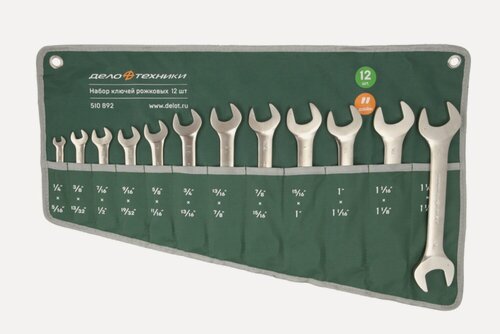 Изображение товара Набор ключей рожковых дюймовых, 12 шт, планшет тетрон, Дело Техники, 510892