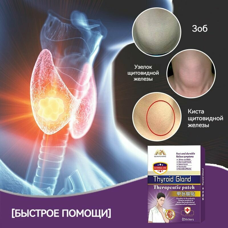 Картинки Американский пластырь для щитовидной железы,8 шт, для дискомфорт и боль из-за увеличения щитовидной железы, увеличения лимфатических узлов