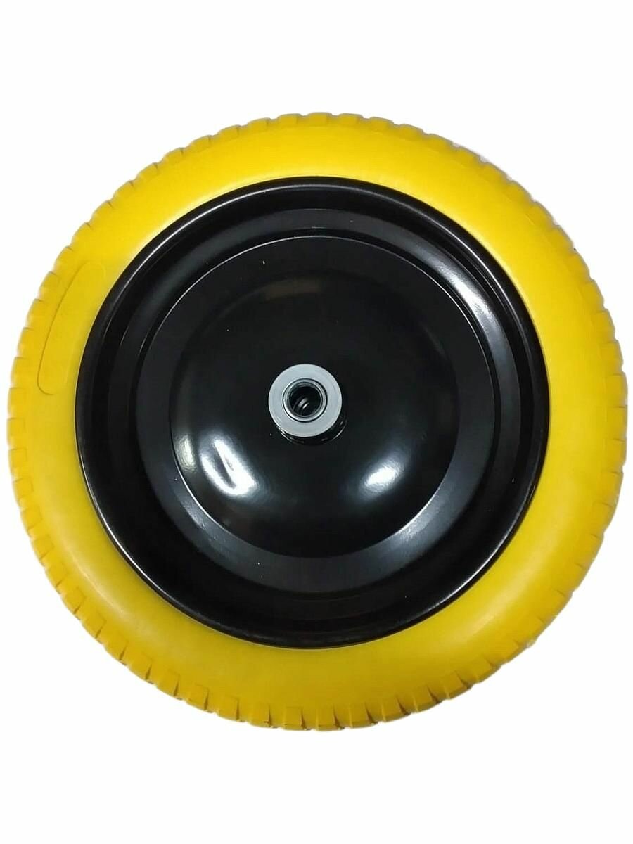 Колесо PU1301 размер 13*300-8 16/95мм диск сварной черный пу желтый