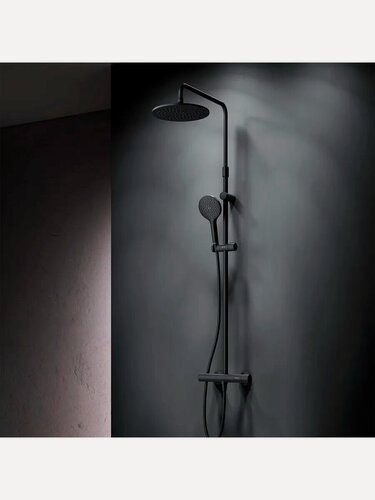 Изображение товара Душевая система с тропическим душем AM.PM Mood, со шлангом, цвет черный матовый