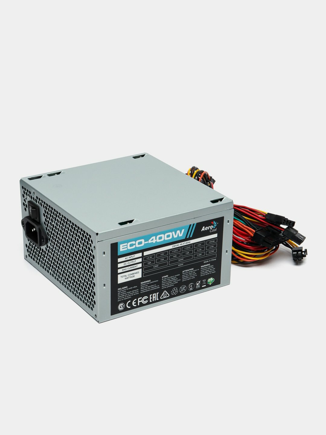 Блок питания AeroCool ECO 400, для ПК, ATX, мощность 400Вт, серый