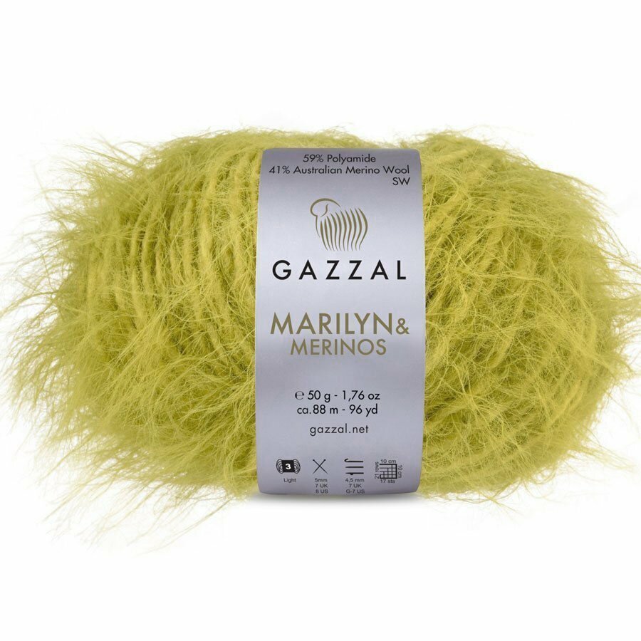 Пряжа Gazzal MARILYN   MERINOS 8260 фисташковый  5 мотков 